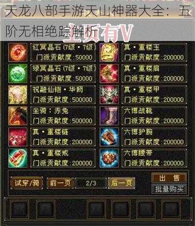 天龙八部手游天山神器大全:五阶无相绝踪解析
