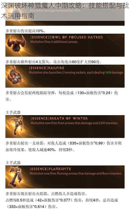 深渊破坏神猎魔人中期攻略:技能搭配与战术运用指南